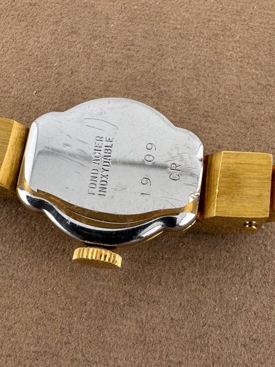 Vintage 1950\'s Bucherer 17 Jewels Swiss Ladies Floral Enameled Cuff Wrist Watch